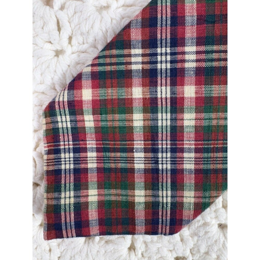 Vintage Resilio Men's Cotton Tie Plaid Red Green White Short 3.25" x 56" EUC